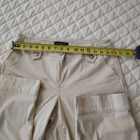 Sandro Cream Capris Lightweight Cotton Blend - Picture 4 of 7